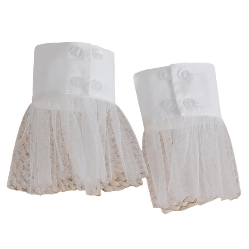 Ruffled Lace Faux Sleeves Girl Decorative Sleeves Elegant Detachable Wrist Cuffs