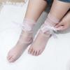 Fashion Funny Lace Up Bow Spring Chiffon Streetwear Women Socks Mesh Transparent  Socks