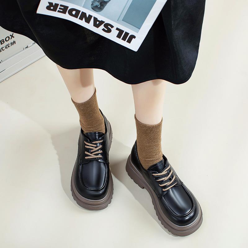 Platform small leather shoes autumn new casual British college style spring and autumn single shoes