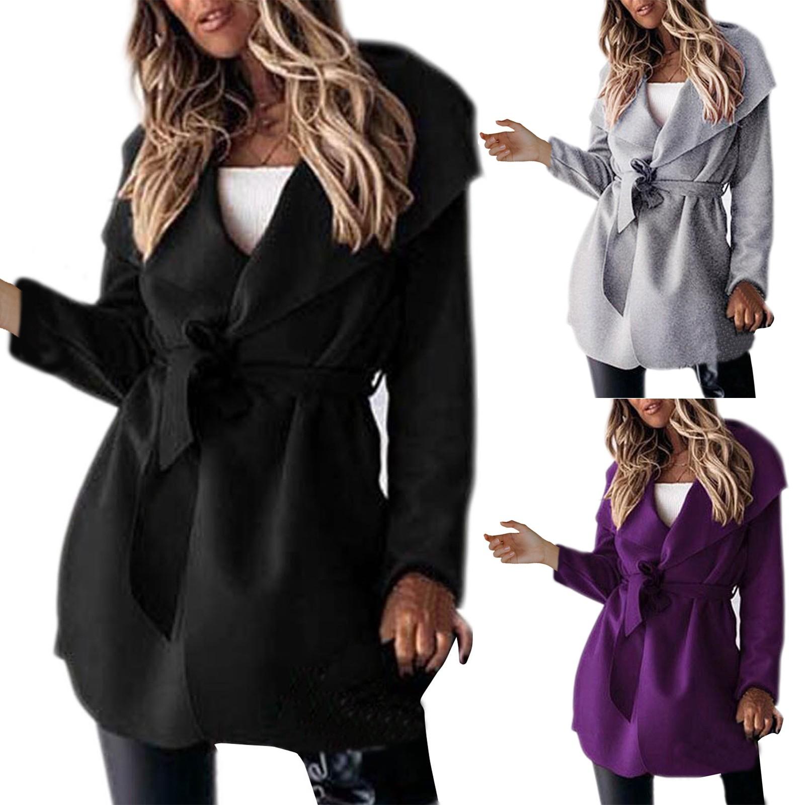 

(SU)Женские теплые зимние куртки, длинные однотонные шерстяные пальто, кардиган, верхняя одежда