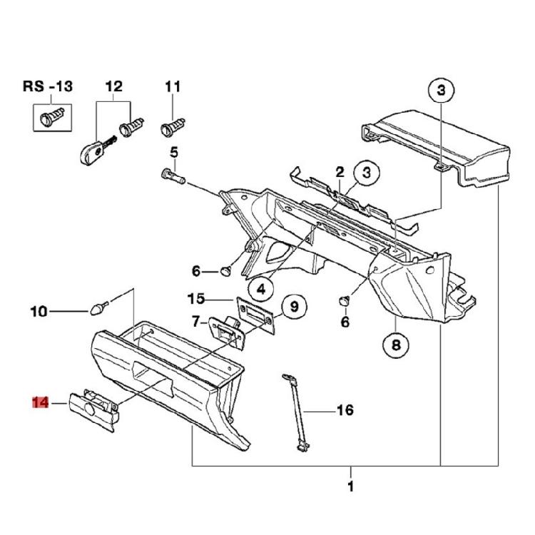 Car Glove Box Handle Cover Lid Lock Toolbox 51161946513 for 3/5/7Series E23 E30