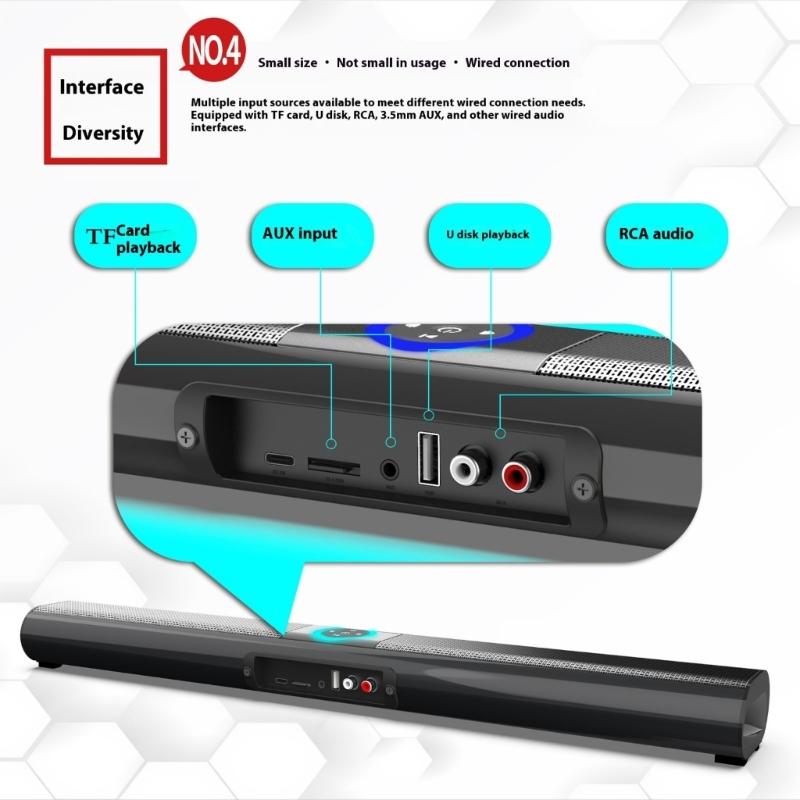 20 Soundbar Wall Mounted Speaker with Rhythm Lighting Thin Design Bluetooth-compatible Speaker Portable Mini Soundbar for Home