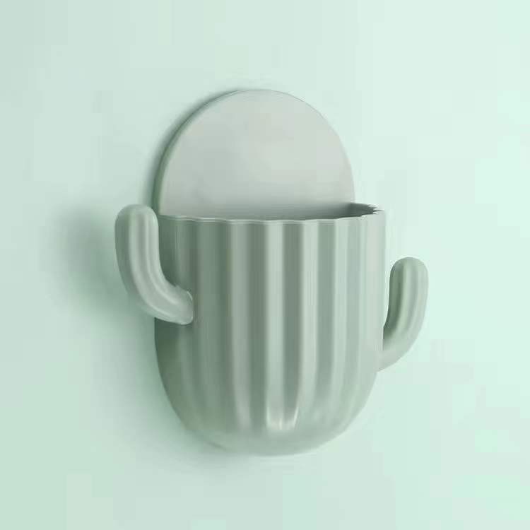 

Настенная самоклеящаяся полка для хранения, держатель для зубной пасты, держатель для щеток, держатель для зубных щеток кактуса, настенный аксессуар для ванной комнаты