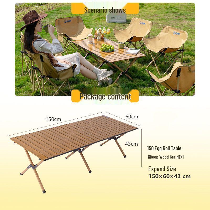 Tragbares faltbares Campingtisch- und Mondstuhlsset mit aufrollbarem Tisch