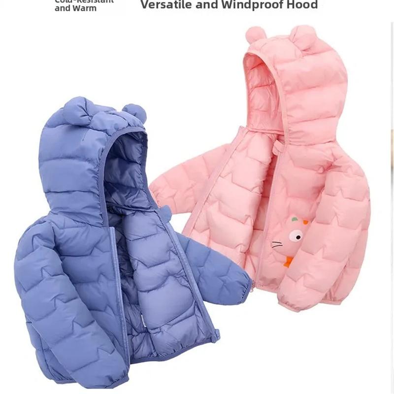 Copii Băieți Jachete ușoare cu glugă din puf Îmbrăcăminte exterioară călduroasă Toamnă Copii Fete Paltoane Desene animat Dinozaur Print Îmbrăcăminte casual
