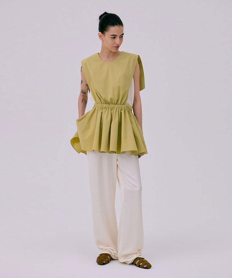 WNDERKAMMER Sailor Collar Layered Top_Olive