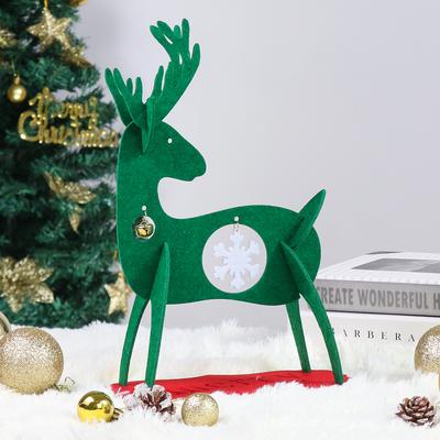 Deer-shaped Christmas Decoration, 11.29-inch Red and Green Deer-shaped Desktop Decoration Felt Cloth Creative DIY Christmas Deco