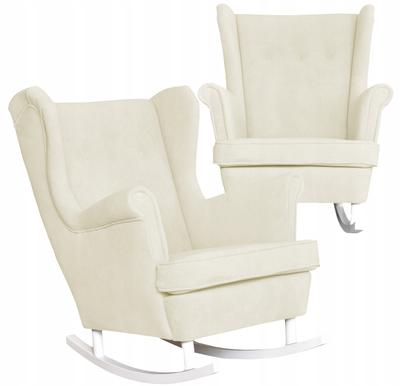 Wingback Rocking Chair Scandinavian Velvet Cream Light Hunter Family Furniture Beige