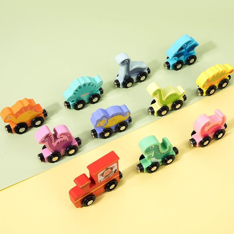 Dinosaur magnetic digital train toy kids educational early education baby infant magnetic building block assembly