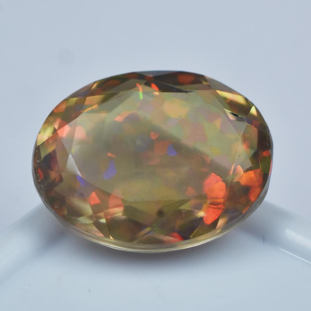 Lab-Created Opal Loose Gemstone Ethiopian Multicolor Oval 12 ct Doublet for Jewelry Making Projects