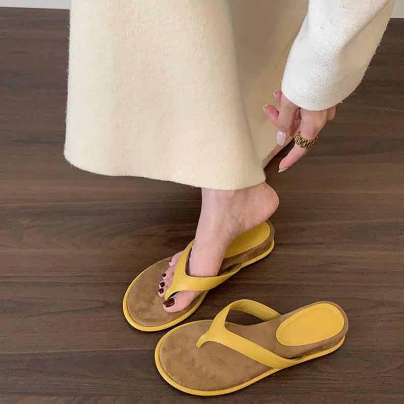 Bohemia Style Summer Women Wedges Heel Slippers Outdoor Clip Toe Slide Ladies Casual Beach Vacation Flip Flop