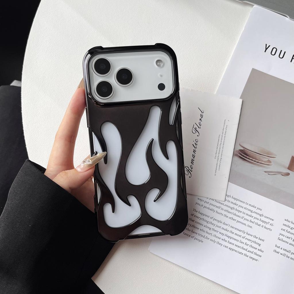 Plating 3D Hollow Out Flame Silicone Case For iPhone 17 Air 16 15 14 13 12 11 Pro Max Plus Heat Dissipation Soft Bumper Cover