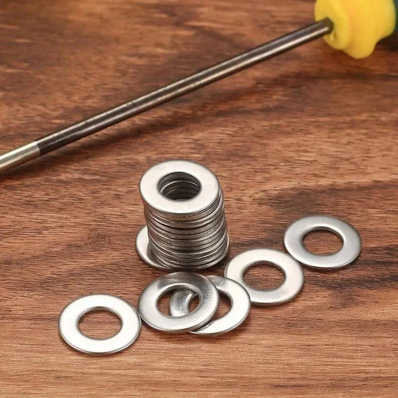 80/180/360 304 Stainless Steel Flat Washers Set, Perfect For Home Decor, Factory Repair, Kitchens, Shops & More