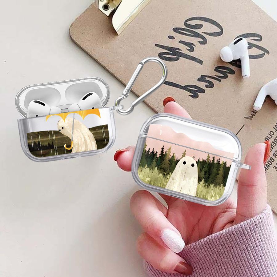 Clear Earphone Cases Cover Case For Airpods Pro3 Pro2 1 Pro 4 3 2 Oil Painting Ghost