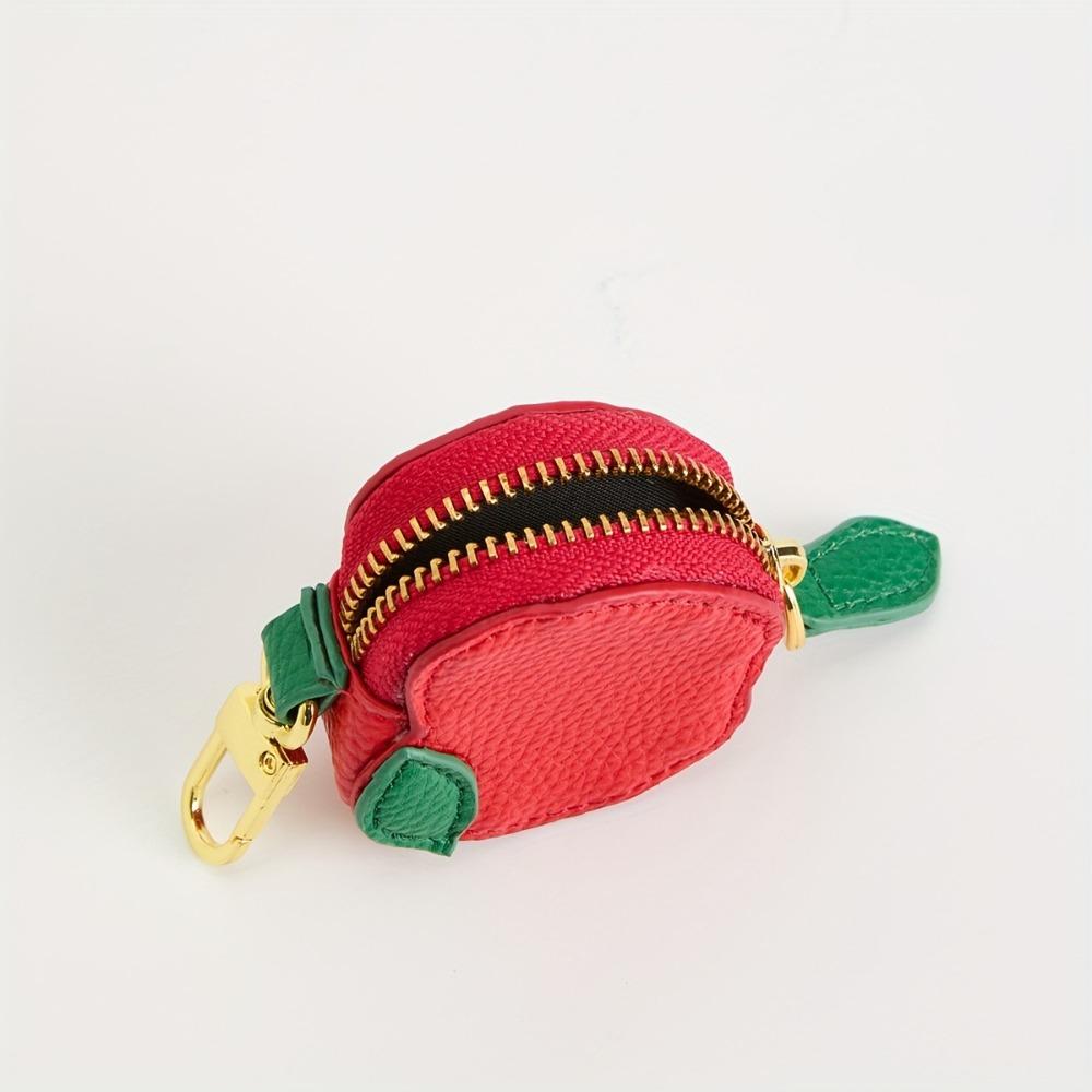 Stylish Mini Fruit Keychain Purse Charming Leather Keychain Purse Portable Cute Design Pear Shaped Wallet Girl Accessories