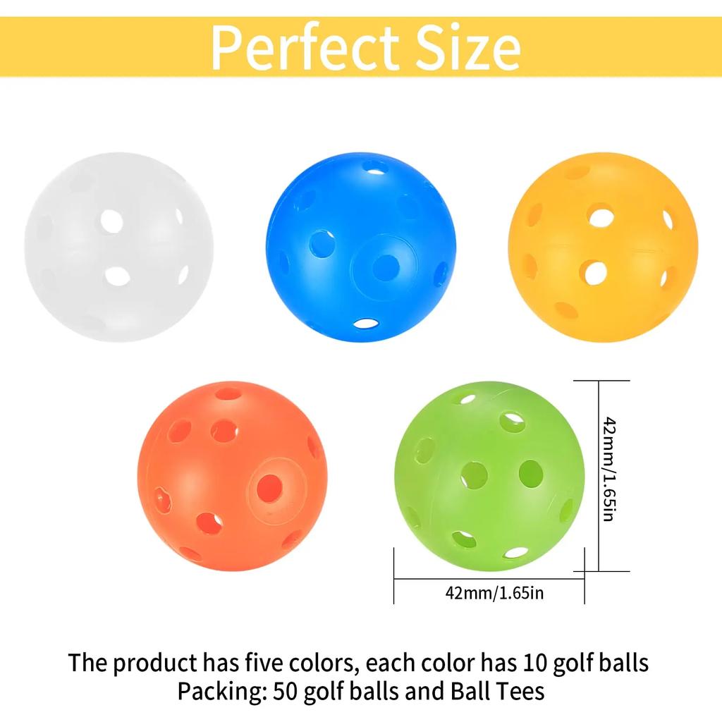 28 Pcs Air Flow Hollow Golf Balls 42mm Plastic Exercise Balls for Swing Practice Driving Range Home Outdoor Games Suitable