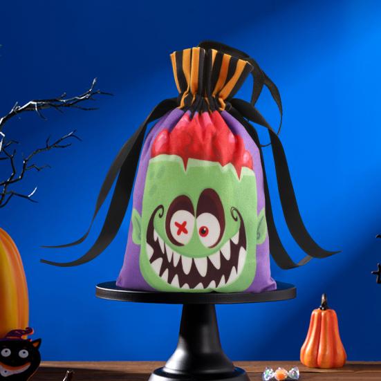 Halloween Candy Bag Pumpkin Ghost Face Goodie Bags Halloween Trick or Treat Snack Wrapping Bag Holiday Party Supplies