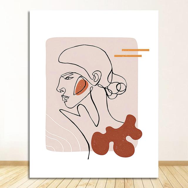 Retro Wall Art Canvas Painting Nordic Posters And Prints Wall Pictures For Living Room Decor Line Girl Plant Moon Quote Abstract