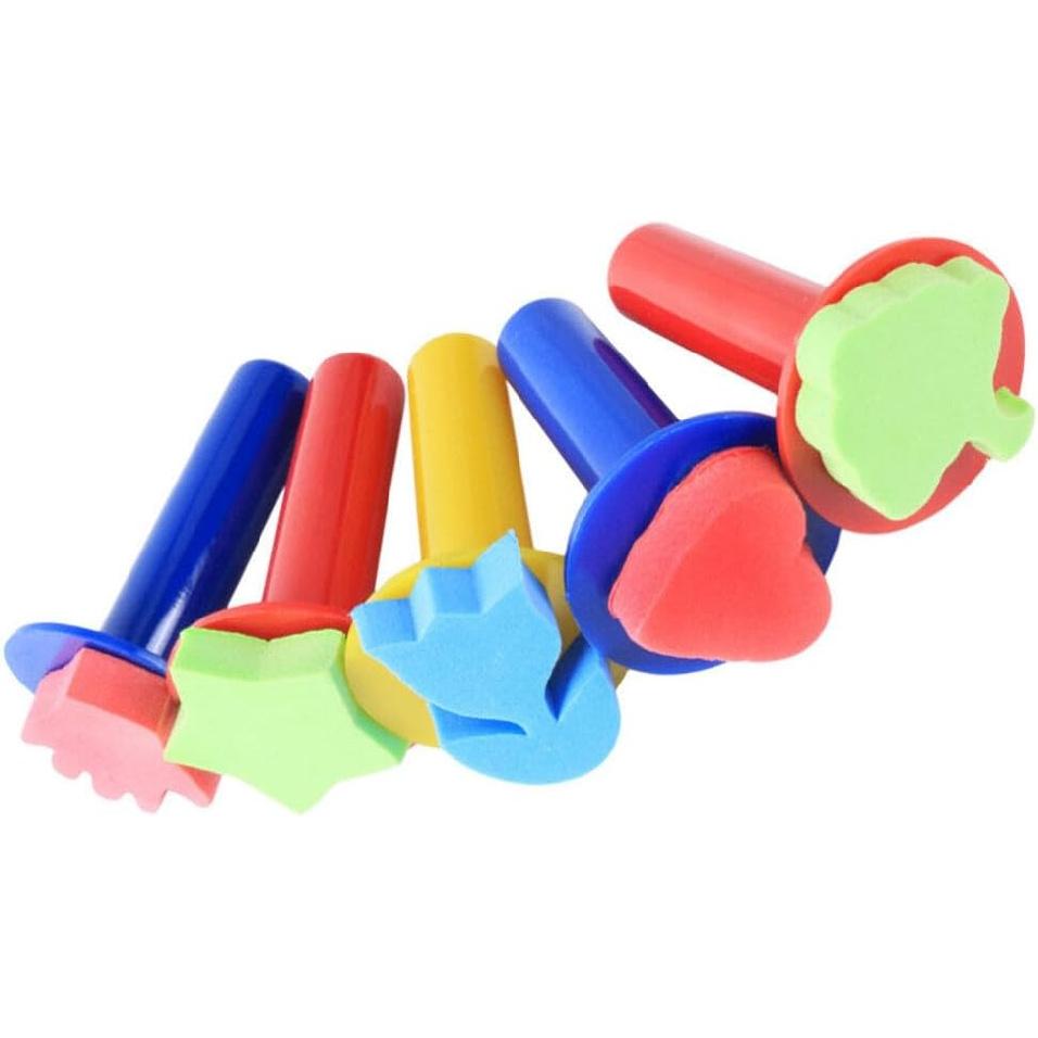 Heart Stamp 5pcs Painting Foam Painting Stamper Heart Flower Star Tree Shaped Drawing Brush Finger Paint Stamper for DIY Craft Sponge Paint for