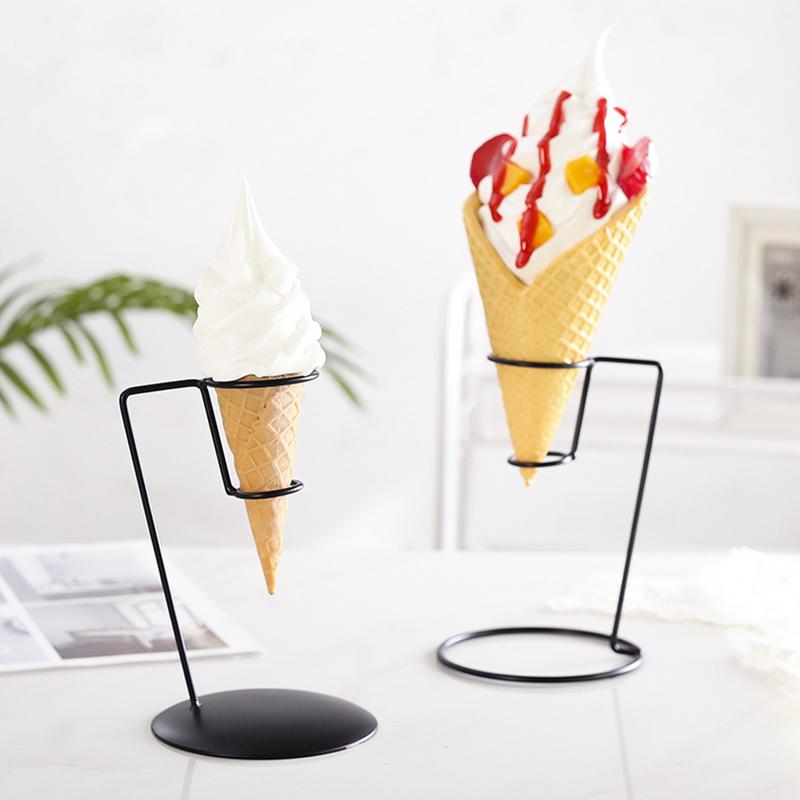 Ice Cream Cone Holder Black Iron Cotton Candy Stand Home Iron Art Ice Cream Cone Holder for Ice Cream Cone Candy Popcorn