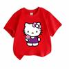 Kids Boys Girls Crew Neck Short Sleeve 100% Cotton T-Shirt, Cute Cartoon Cat Print Casual Soft Breathable Tee with Lovely Pink Flower, Comfortable Dai