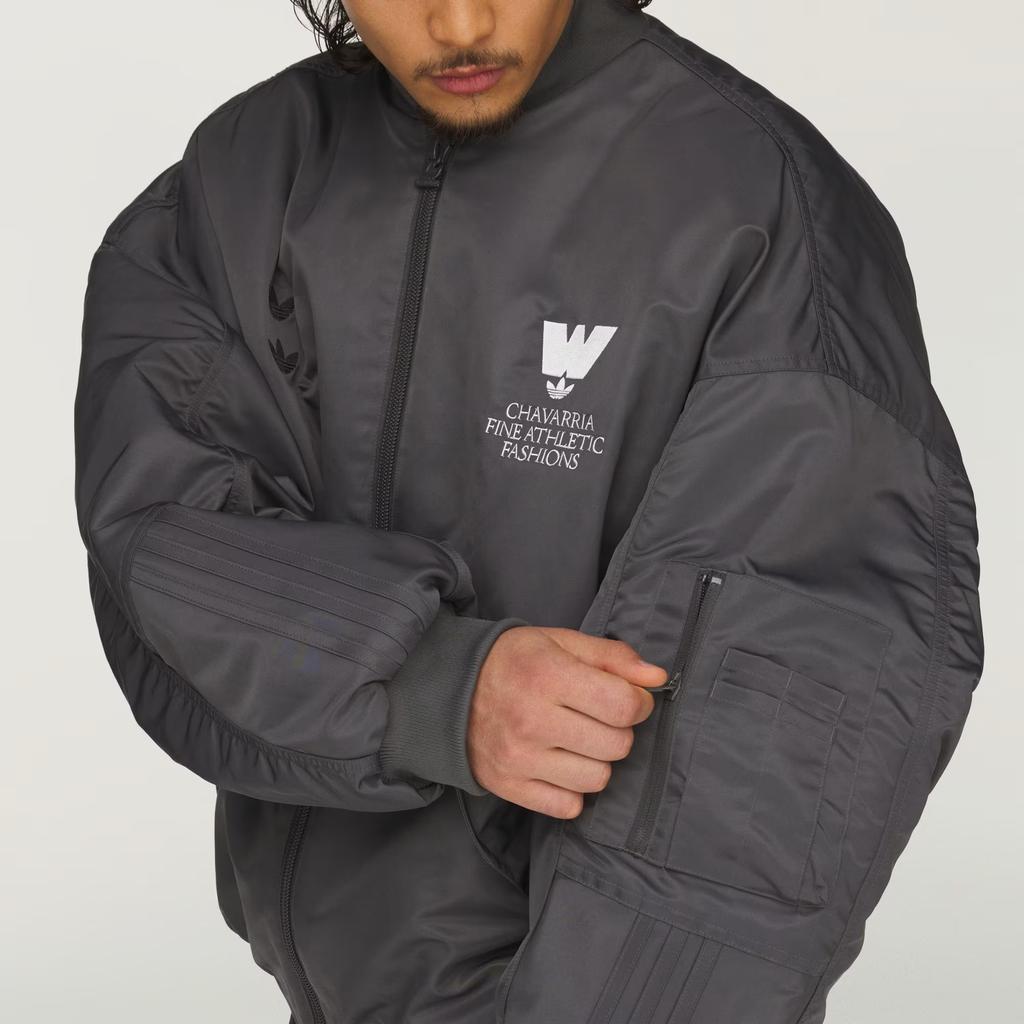 Men's Adidas x Willy Chavarria Satin Bomber 'Grey'