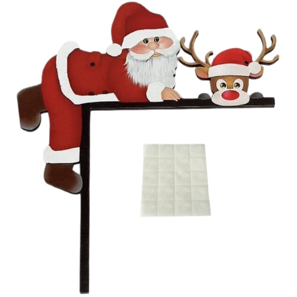 Versatile Decorative Uses Ornament Santa Claus Deer Wooden Door Frame Ornament for Holiday Atmosphere Ornament Easy To Install