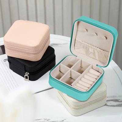 Portable Jewelry Storage Box Travel Organizer Jewelry Case Leather Storage Earrings Necklace Ring Jewelry Organizer Display.-zmt