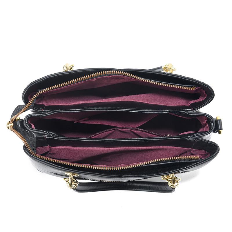 Three Colors Patchwork Women's Handbag Large Capacity Soft Leather Shoulder Bag Fashi Elegant Women's Crossbody Bag
