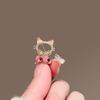 Cherry Cat Small Brooch for Women - Unique Design, Low-key Pin, New Style Anti-Glare Collar Neck Brooch