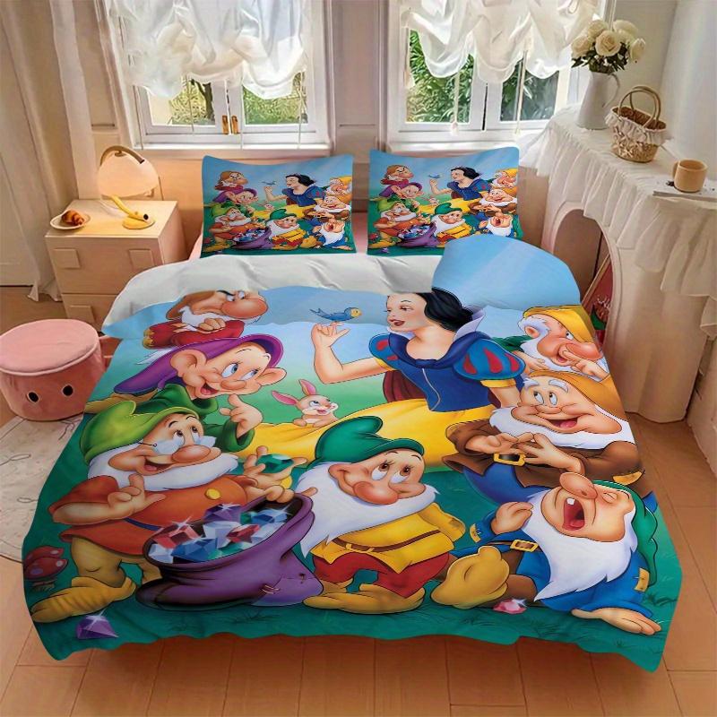 3pcs Snow White & the Seven Dwarfs Quilt Cover Set - Soft and Cozy Bedroom, Guest Room and Dorm Decorative Bedding 3-Piece Set 1 Quilt Cover + 2
