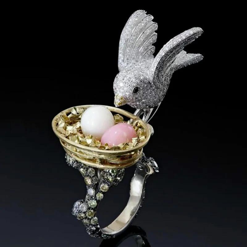 Prachtige Unieke Spin Nevel Vingerringen voor vrouwen Glanzende CZ Kristallen Steen Dier Ring Vrouwelijke Anel accessoires cadeaus