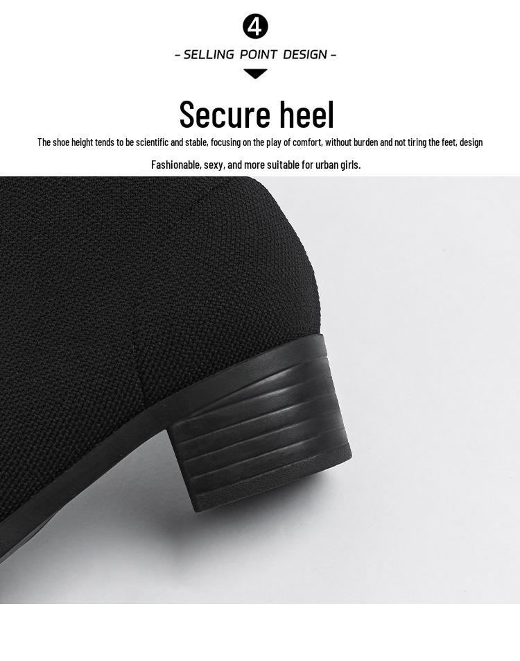 Waterproof Flyknit Mid-Calf Sock Boots with Pointed Toe & Platform - Japanese Style Fashion