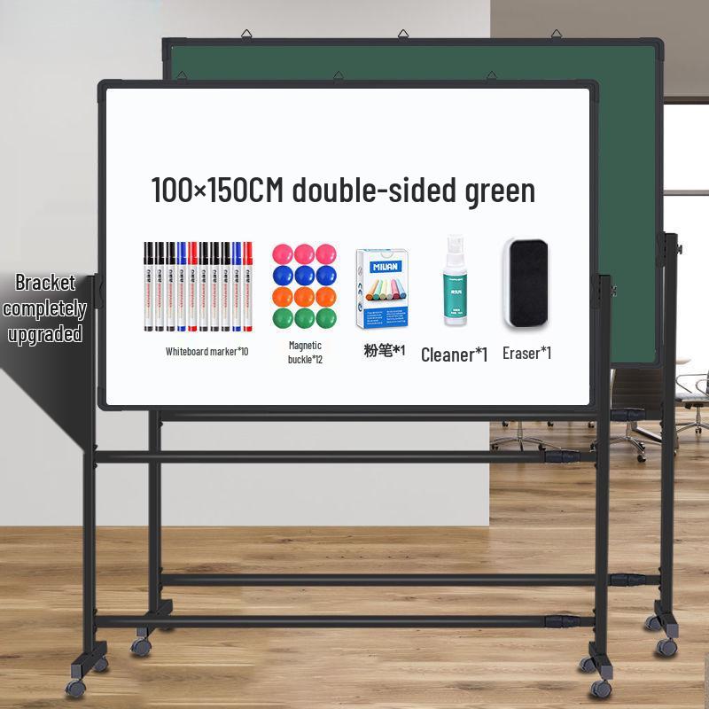 Double-Sided Mobile Easel Whiteboard/Blackboard for Home or Office Use