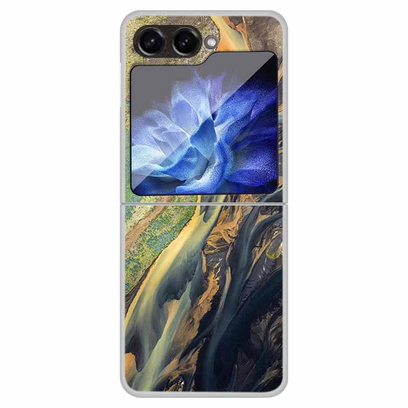Чехол для телефона Samsung Z Flip 5 6 Funda Galaxy Z Flip5 Flip6 Складной Чехол с Мраморным Рисунком Прозрачный Жесткий ПК Складная Оболочка Z Flip 6