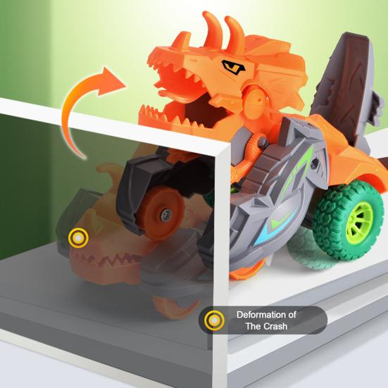 Dinosaur Toy Car Lovely Cartoon Tricerosaurus Battery Free Inertia Drive Forward Vehicle Toy Funny Dinosaur Transforming Children Toy Car