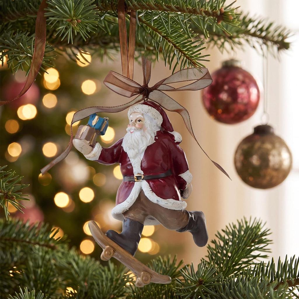 Luxury 3D Retro Resin Christmas Tree Ornaments: Old Man Bell Pendant with Gift Bag