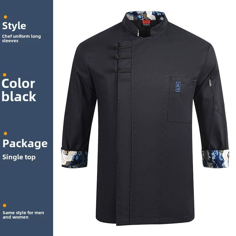 

Униформа повара куртка мужчины женщины рукав 3/4 кухонный повар пальто официант рубашка S чёрный