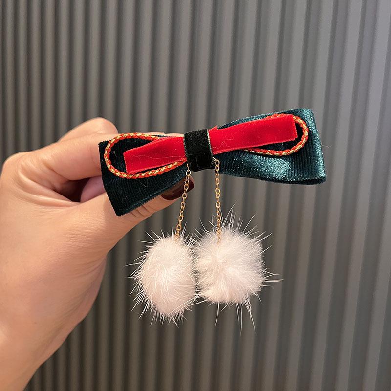 Korean Double-Layer Bow Bell Hairpin - Christmas Princess Hair Accessory for Girls