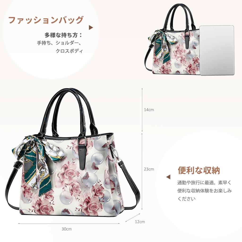 Rose Floral with Elegant Popular Day Red [NICOLE & DORIS] Women's Handbag, Print, Scarf, 2-Way Style, Handbag/Shoulder Bag, Mother's Gift,