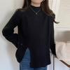 Women Sweater Autumn Plus Size Sweater Half High Collar Knitted Bottoming Shirt Loose Open Button Solid Color Top Pullover Sweater Female