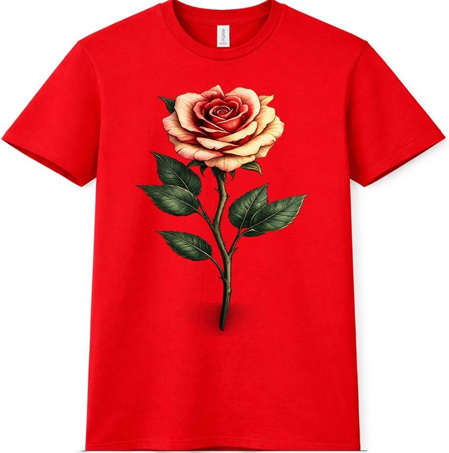 Rose Flower T Shirt Single Elegant Floral Graphic Tee Vintage Casual Top S