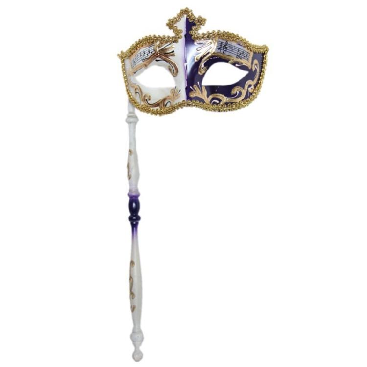 Halloween Mask with Stick Retro Musical Note Masquerade Mask Party Mask Mardi Gras Mask Venetians Mask for Carnivals