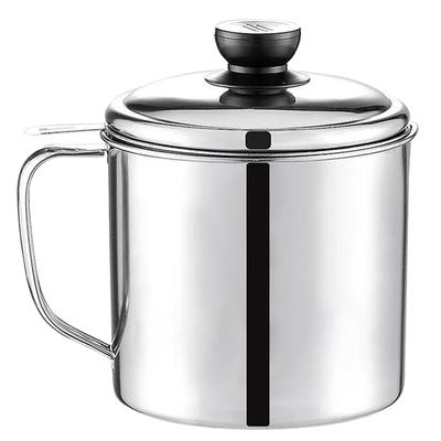 Stainless Steel Oil Filter Pot Kitchen Grease Container Strainer with Handle Large Capacity Oil Pot for Cooking Bacon Grease