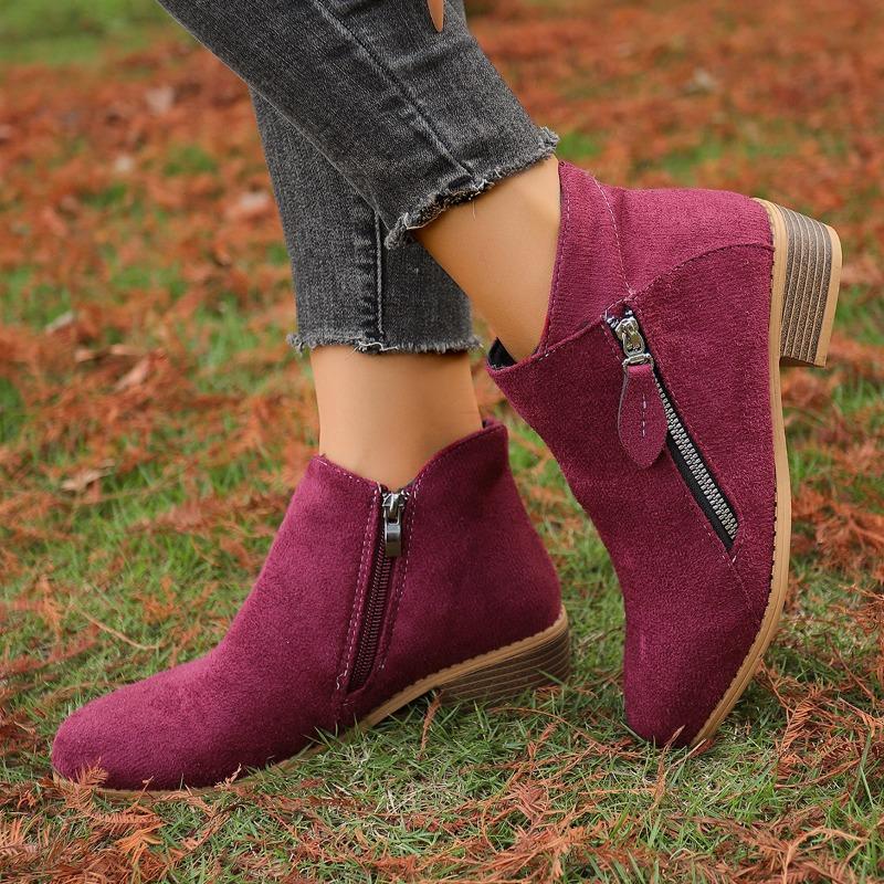 Women's Fall/Winter New Pointed Block Heel Side Zip Large Size Doc Martens