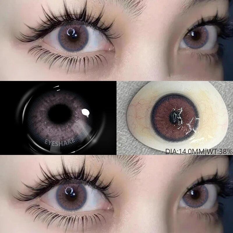 AMARA 1Pair Colored Contact Lenses for Eyes Brown Pupis OMG Series Gray Eye Lenses Yearly Fashion Lenses Cosmetic Eye Contacts