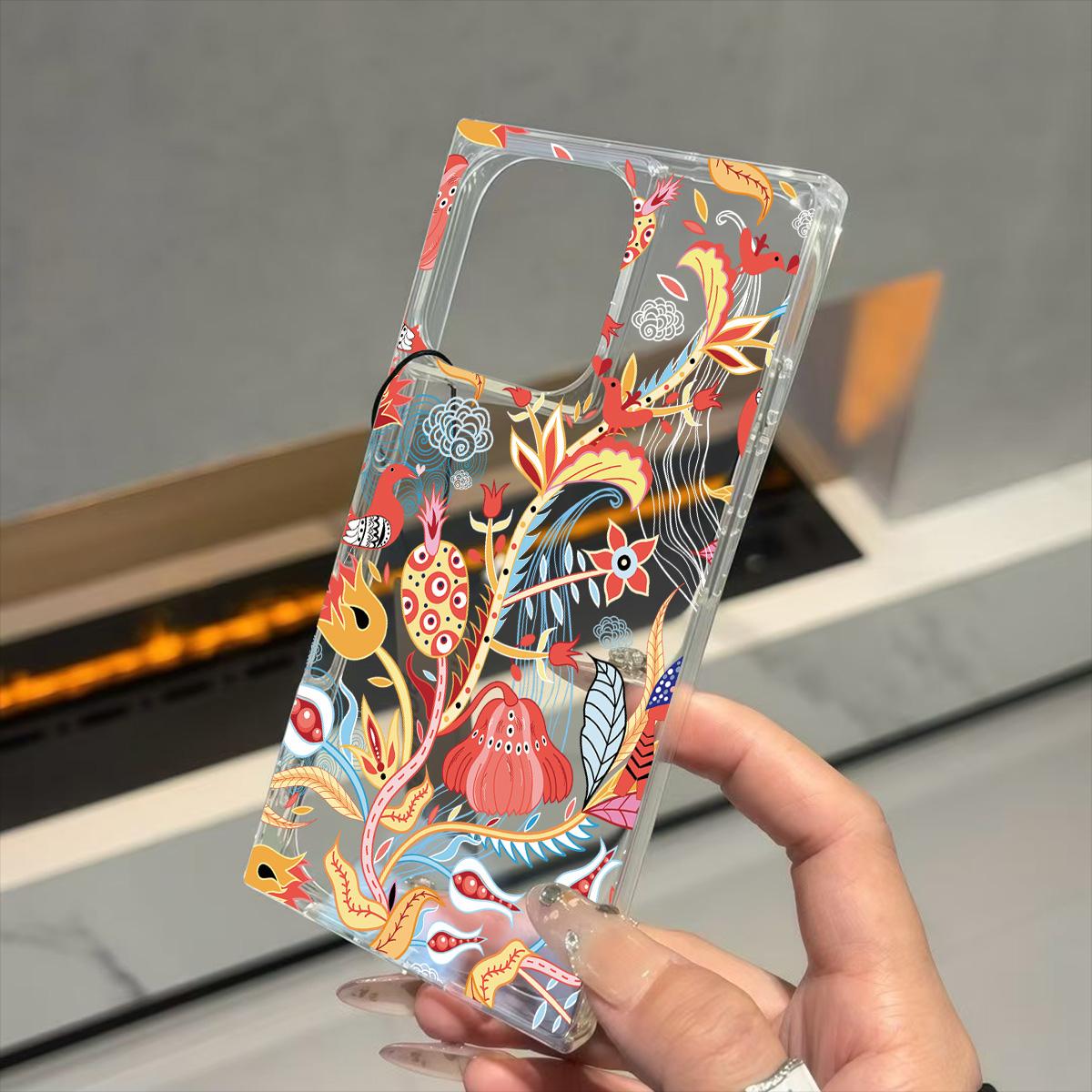 

Clear Square Back Tube Case Protection For iPhone 16 ProMax 15 Plus 11 13 14 Pro Max 12 Anti-Oxygen,Twining Flowers Pattern Casing iphone 11 ProMax