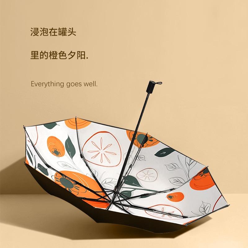 8-Bone three-fold manual vinyl sunscreen weather and rain dual-purpose personalized creative parasol umbrella print