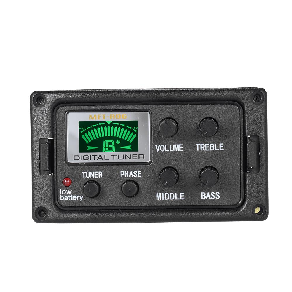 Acoustic Guitar 3 Band EQ Equalizer Tone and Volume Amplifier Preamp Piezo Pickup with Tuner Phase Function LCD Display