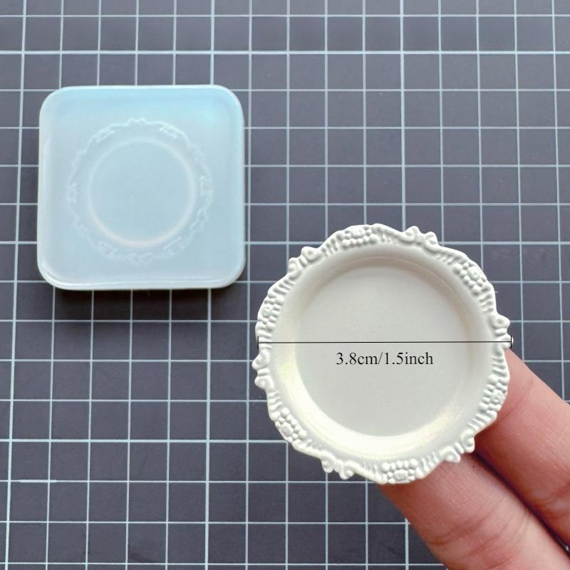 Miniature Food Play Retro Lace Plate/bowl Silicone Mold DIY Doll House Decoration Mini Food Placement Plate Making Tool